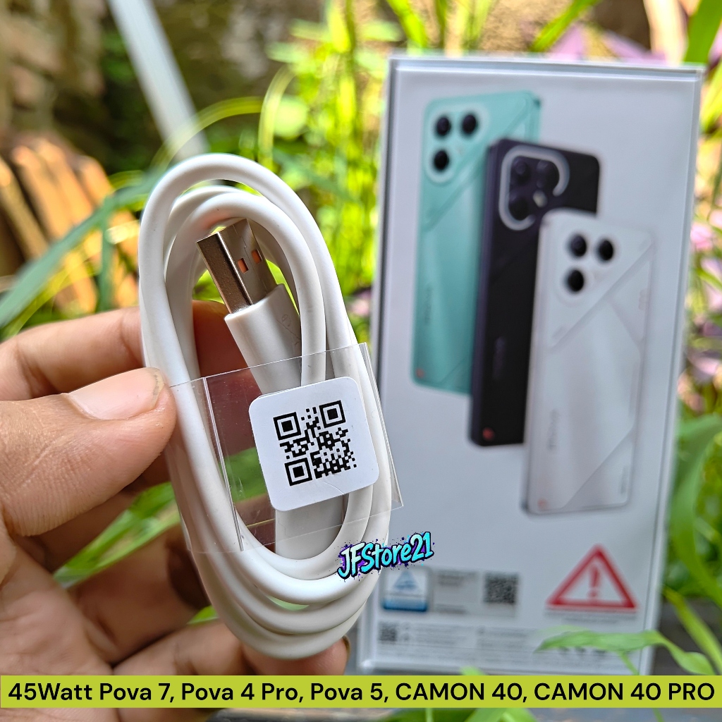 Kabel Charger Tecno Type C Fastcharging 45Watt Pova 5, Pova 7 4g, Camon 40, Camon 40 Pro, Pova 7 5g