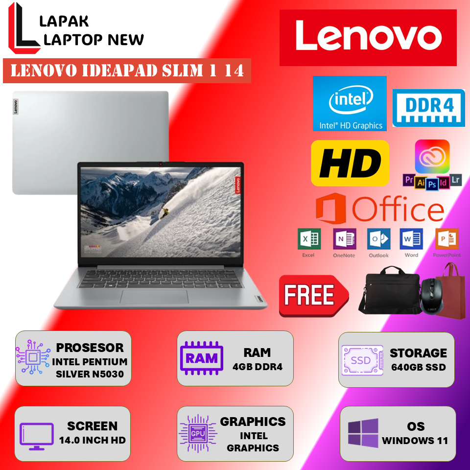 Lenovo Ideapad Slim 1 14 Ram 8GB 640GB SSD Windows 11 Original