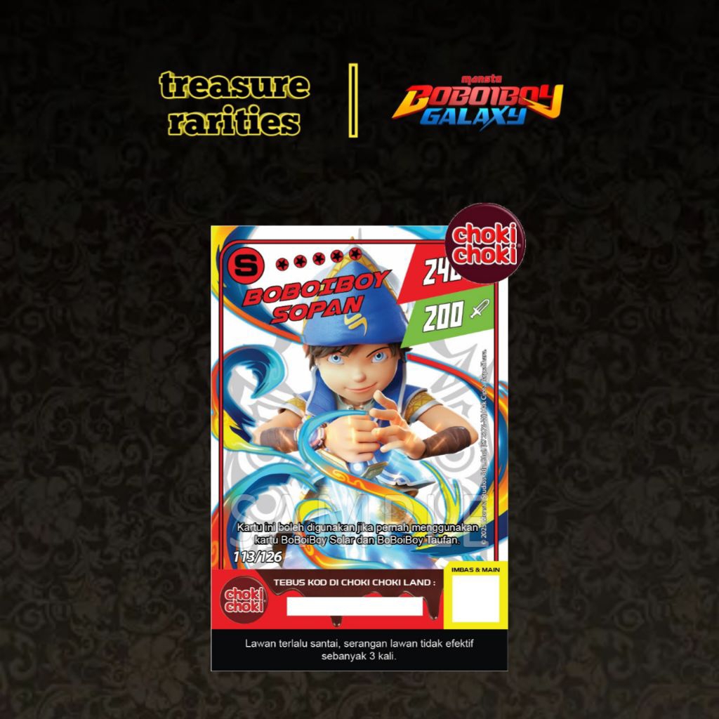 boboiboy sopan [113/126] choki choki monsta galaxy card