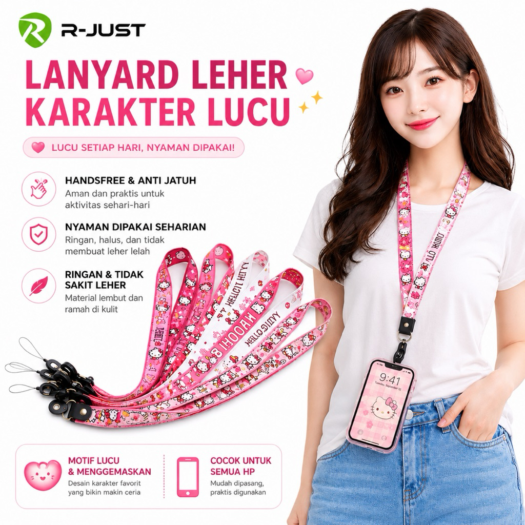 [ TERLARIS ] TALI LANYARD GANTUNGAN HP / STRAP GANTUNGAN HP HELLO KITTY DORAEMON STICH