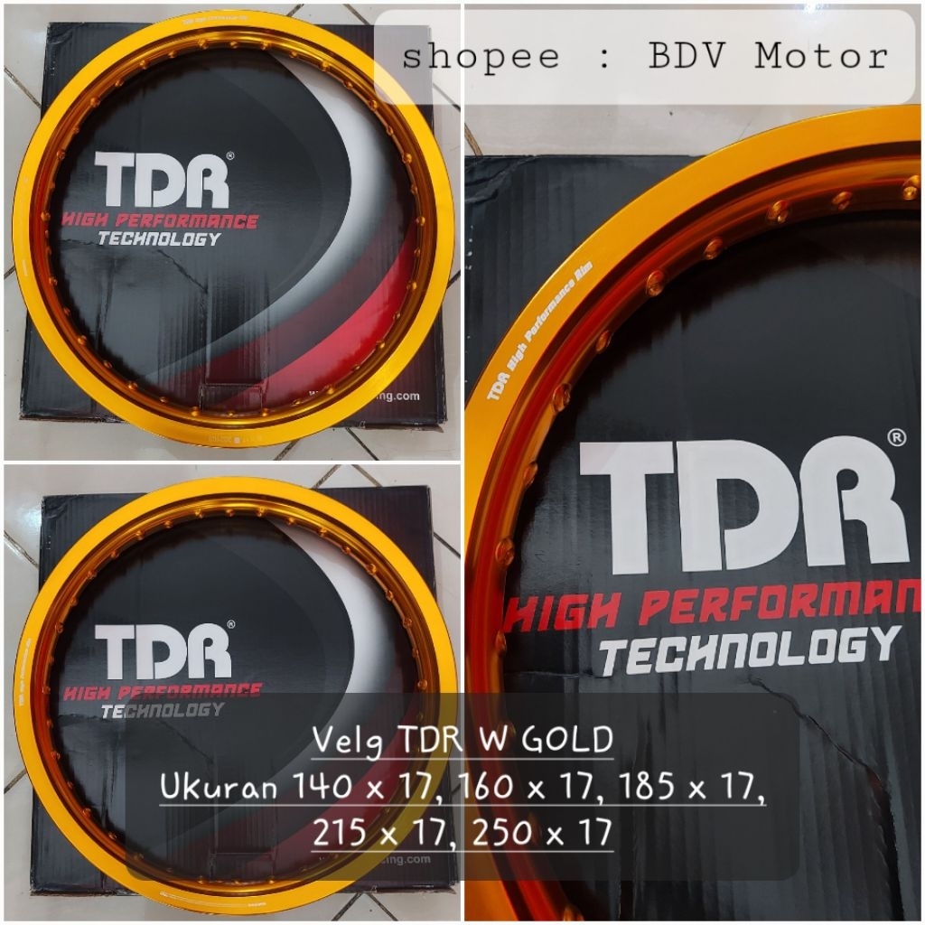 Velg TDR 250 x 17 Wx Wm Gold (250 Ring 17 kotak gold)