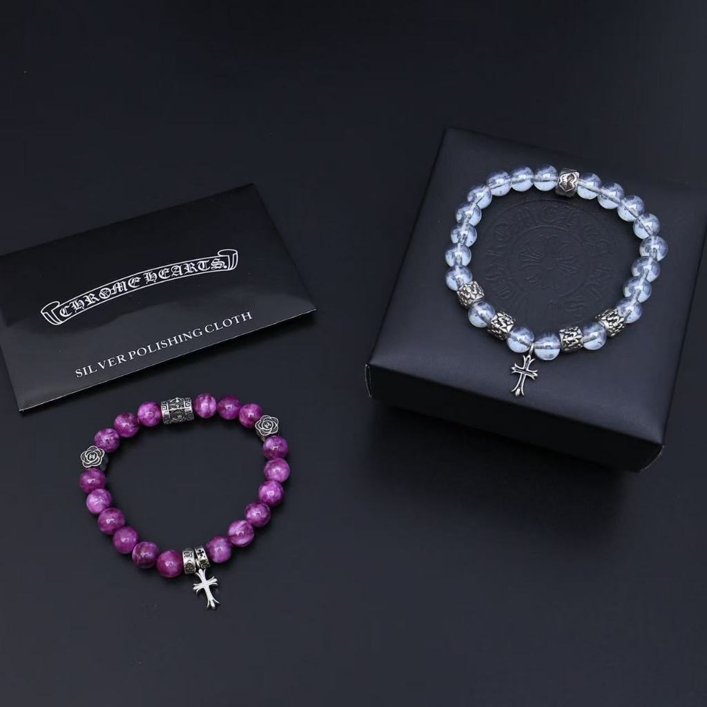 Chrome Hearts Style Gelang Manik Salib Vintage Unisex Aesthetic Fashion Gelang Pria Wanita