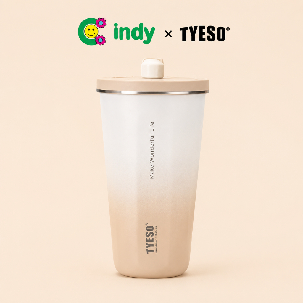 Tyeso Tumbler Gelas Kopi Gradasi Portable 600ml Stainless Steel Sedotan TS-8848 Original