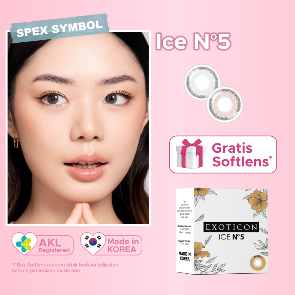 Softlens ICE N5 Varian Light Grey | Brown By Exoticon | Soflens No Ring | Soflen Daily |Spex Symbol