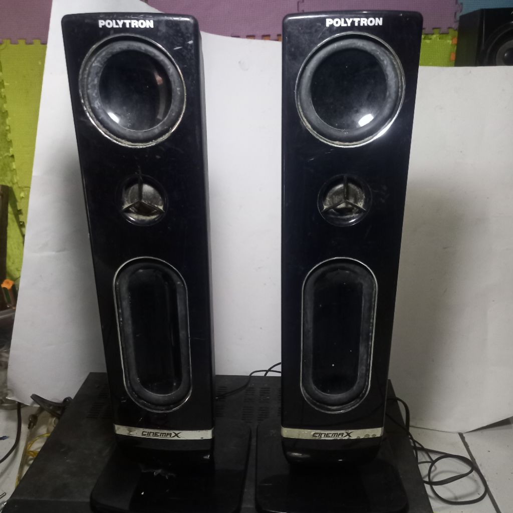 Sepasang Speaker pasif polytron cinema X tower plus dudukan kaki 24 series