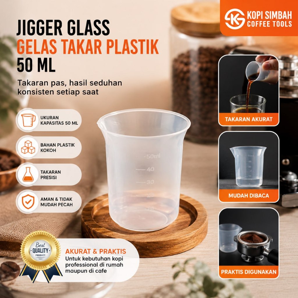 Gelas Takar Measuring Cup 50 ml Gelas Ukur Plastik Bercorong Ukuran 50ml 50 cc Beaker Glass Plastic