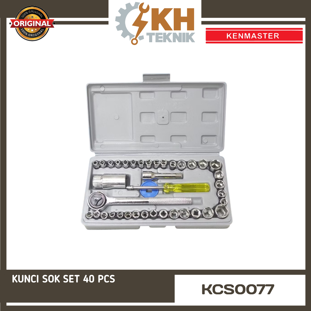 Kunci Sok 40 PCS - Kunci Set Bengkel Kunci Socket SET BOX ORIGINAL KENMASTER