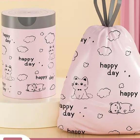 GSB - GKPS1828 kantong Plastik sampah Tali Tarik Motif Happy Day