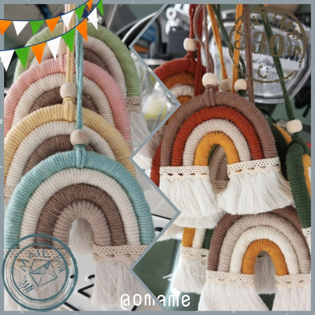 OMAKARAME [TALI] VOL. 2 Rainbow Macrame Makrame Pelangi Gantungan Kunci Tas Mobil Hiasan Aksesoris S