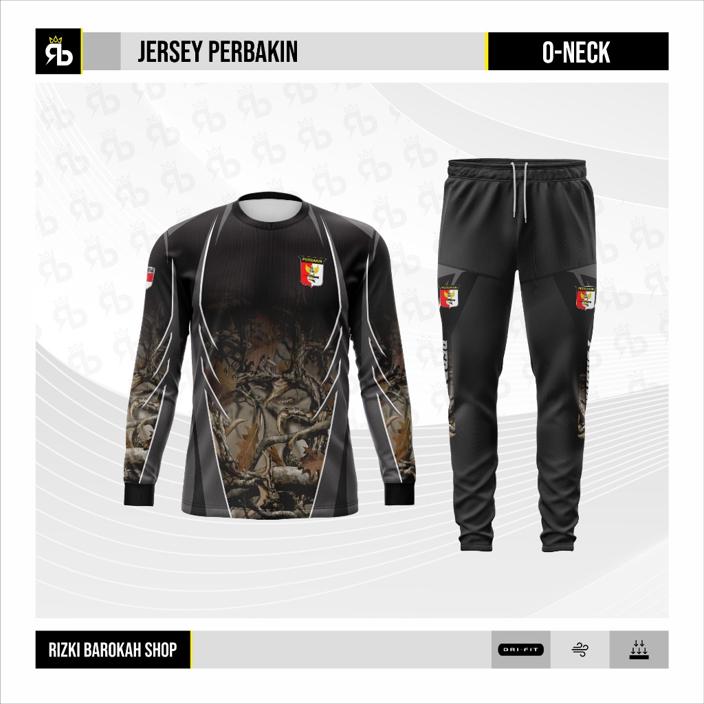 RIZBAR SET OBLONG PERBAKIN LENGAN  PANJANG / SETELAN JERSEY PERBAKIN / BAJU OLAHRAGA PERBAKIN