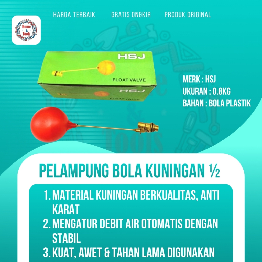 PELAMPUNG OTOMATIS TANDON AIR/PELAMPUNG AIR OTOMATIS TANDON TORN BOLA KUNINGAN PVC RADAR / PELAMPUNG