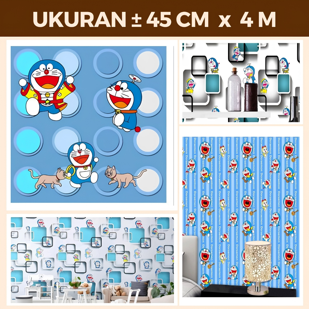 Wallpaper Stiker Dinding Kamar Tidur Anak Motif Doraemon Dekorasi Ruang Tamu Walpaper Doraemon