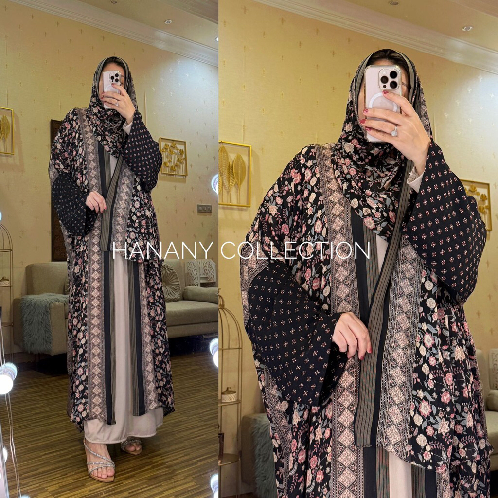 Abaya Kuwait Motif Bunga