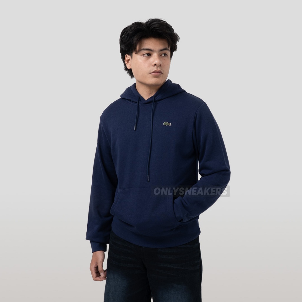 LACOSTE CLASSIC FIT FLEECE NAVY HOODIE