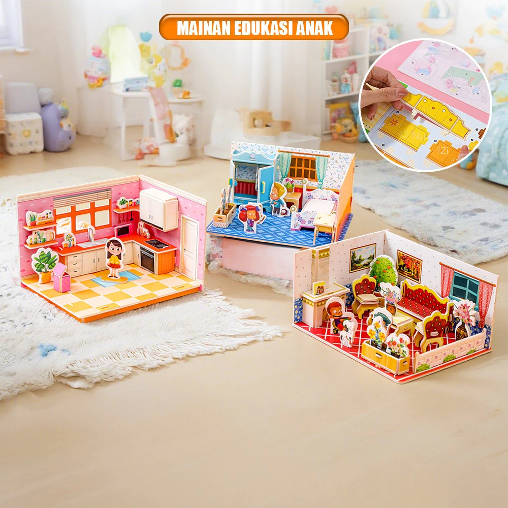 Mainan Anak Puzzle 3D Foam DIY Edukasi Bahan Foam Paper Puzzle Lucu Foam Puzzle Kertas Busa DIY Ruma