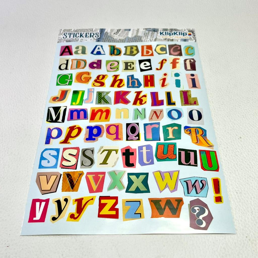 KLIPKLIP - Sticker Alphabet Retro Glossy Vinyl Anti Air Huruf Aesthetic Journaling Scrapbook 1-2 cm