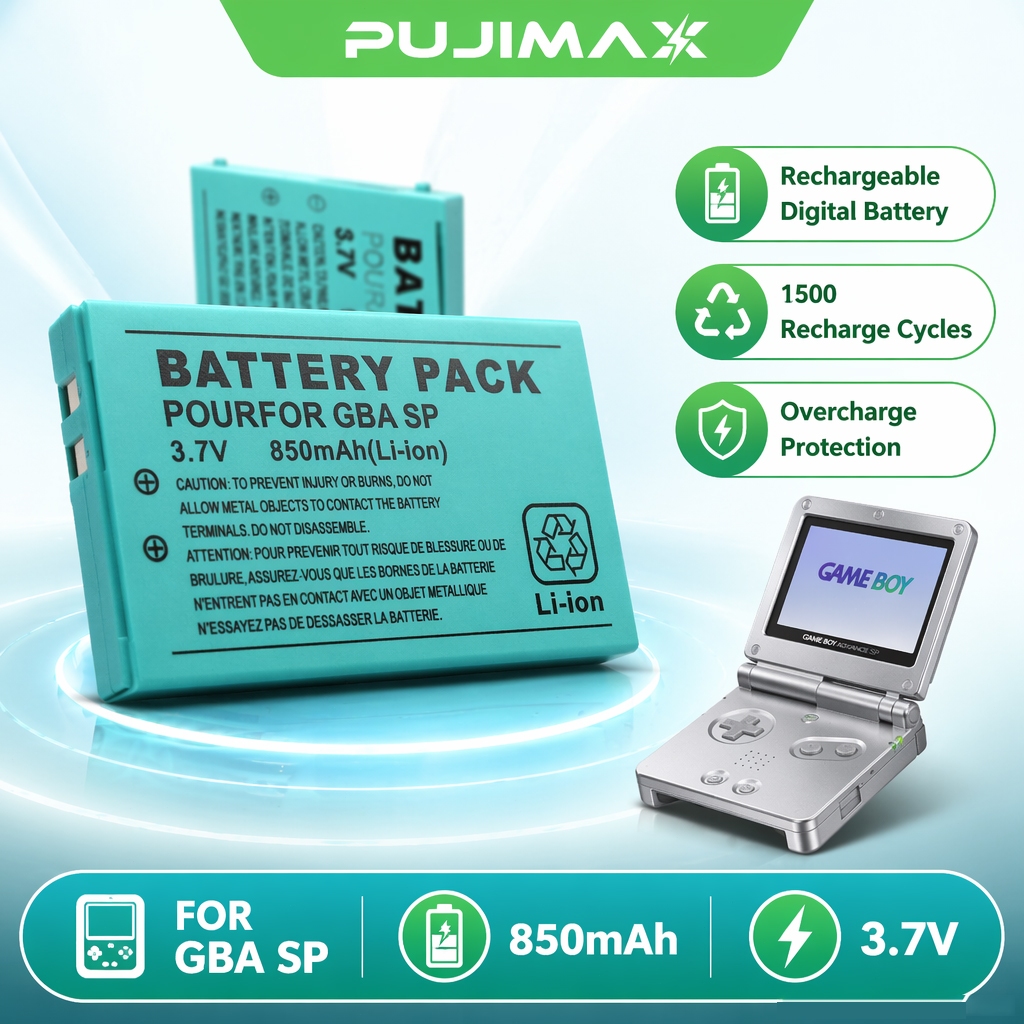 PUJIMAX Baterai Game Boy Advance SP GBA SP 850mAh 3.7V | Stok Ready Siap Kirim 24 Jam | Cocok untuk 