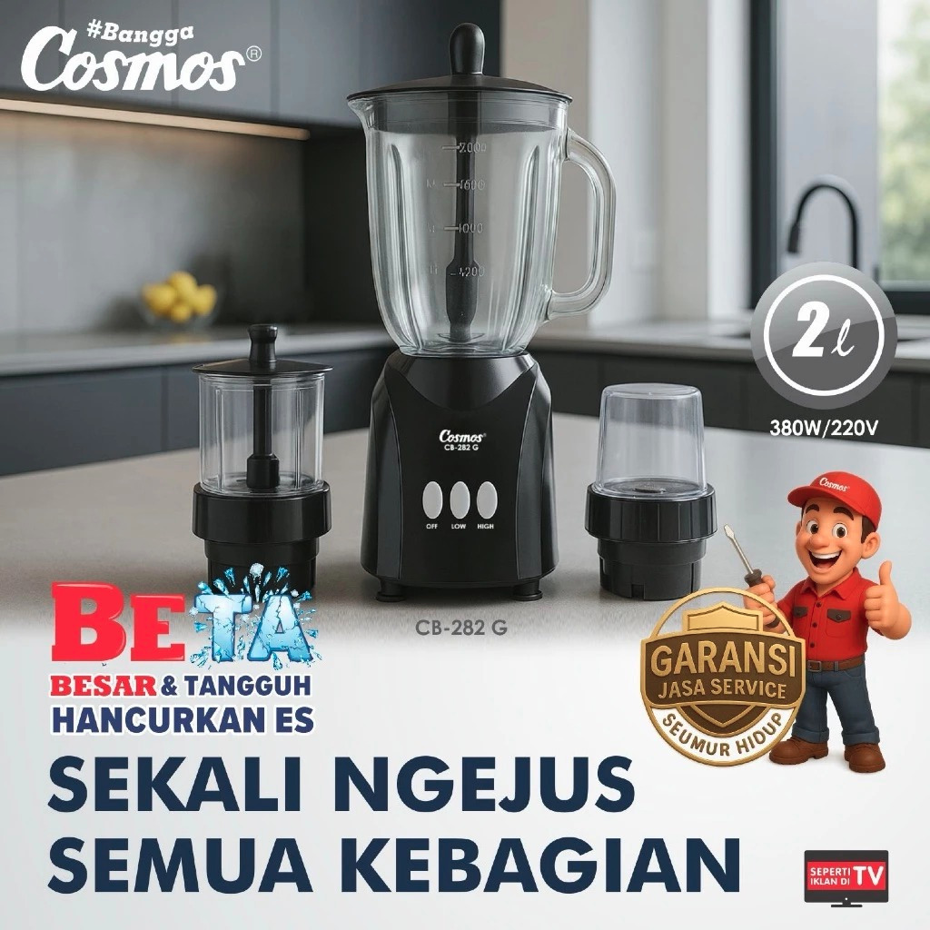 Cosmos Blender Kaca Beta Series Kapasitas 2 Liter CB-282 G