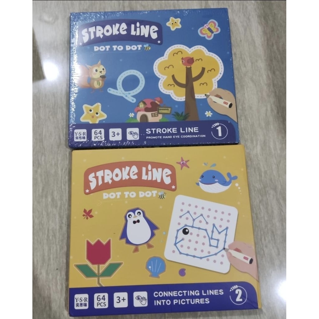 NEW BUNDLE Mainan Edukasi Buku belajar menulis step 1 & 2 / Stroke Line Tracing Book step 1 & 2