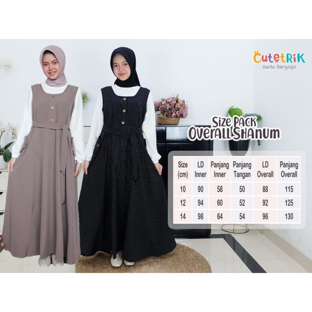 Gamis Anak usia 5-16T SHANUM, MODEL OVERALL BY Cutetrik