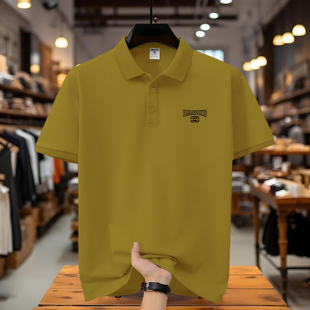 COD T-shrit POLO kerah Nk-03 Billabong Logo Kiri Hitam Kaos Kerah Dewasa Shirt / Kaos Wangki Pria Po