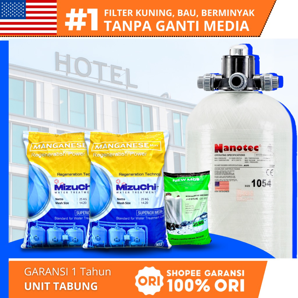 Filter Air Sumur Bor - Paket Filter Air Sumur Bor Keruh Bau Tabung FRP 1054 (Besi, Karat, Berminyak,