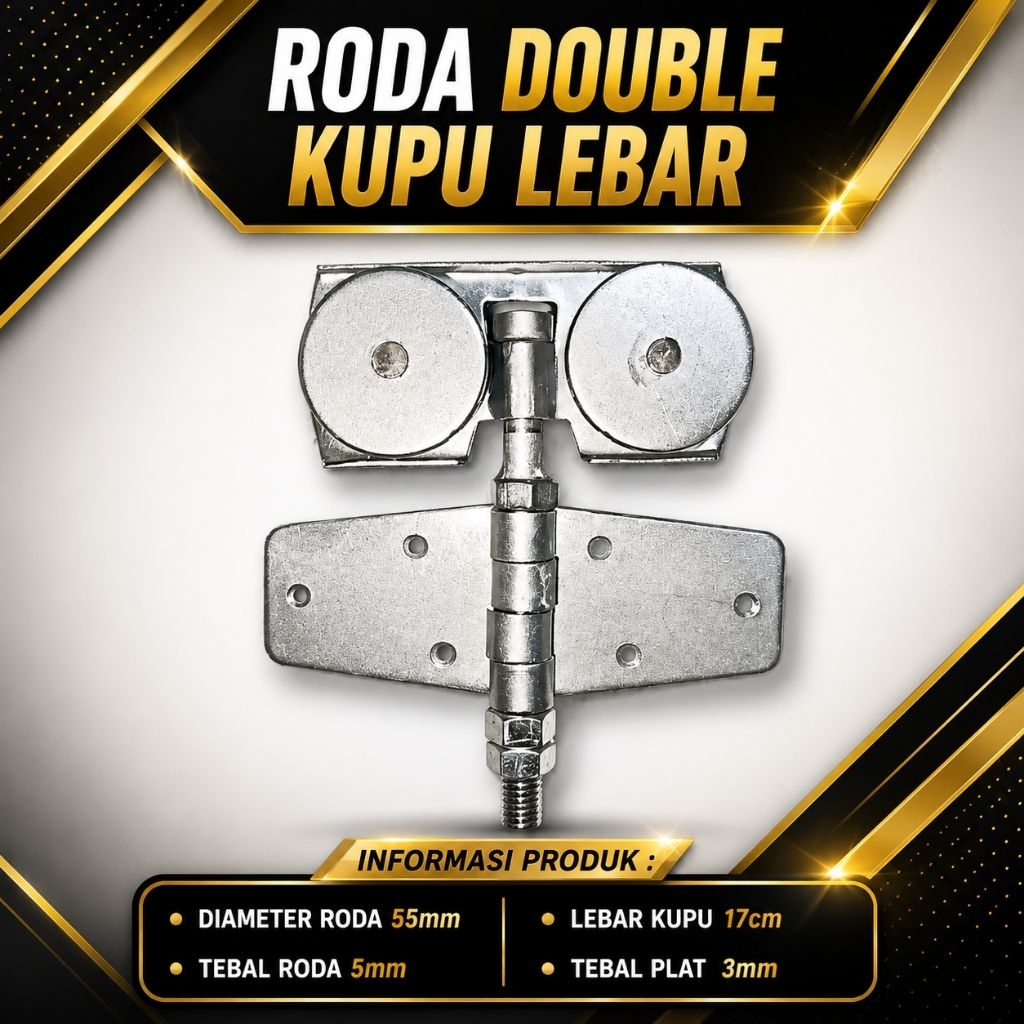 Roda Pagar Sliding Double Kupu Lebar 55mm Heavy Duty | Roda Pagar Sliding Double Polos | Roda Atas G