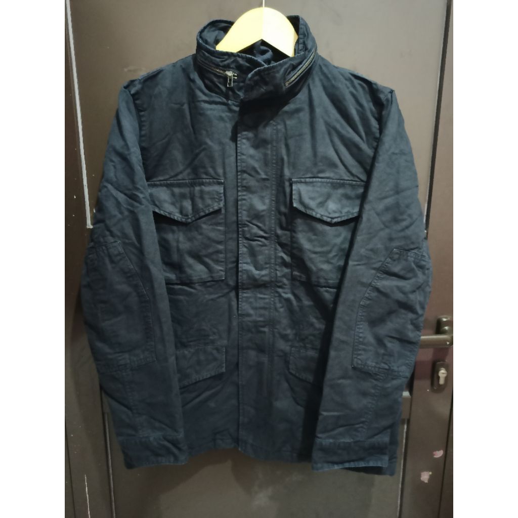 JAKET PARKA MODEL TACTIKAL M65 WARNA NAVY BAHAN KANVAS DENIM TEBAL MEREK GAP SIZE L
