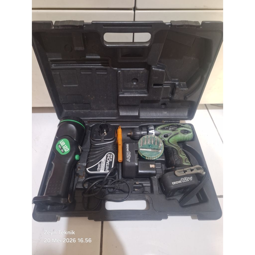 Mesin Bor Cordless 12volt 10mm + Lampu Baterai HITACHI DS12DVF3 Japan