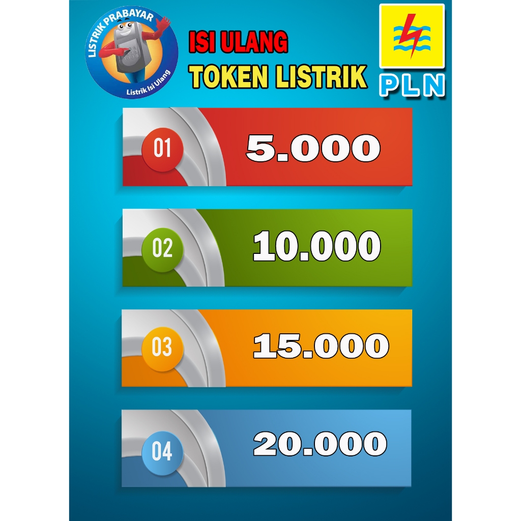 Token Listrik PLN Prabayar 5000 sd 50.000 dengan Pengisian Cepat