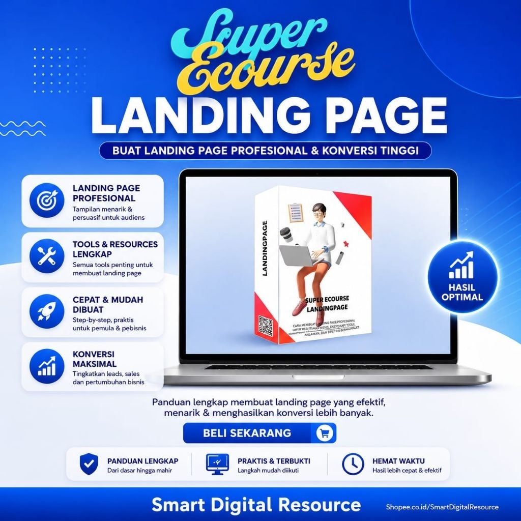 SUPER ECOURSE LANDINGPAGE  TUTORIAL DIGITAL MARKETING PELUANG USAHA ONLINE INTERNET TOOL BISNIS BONU