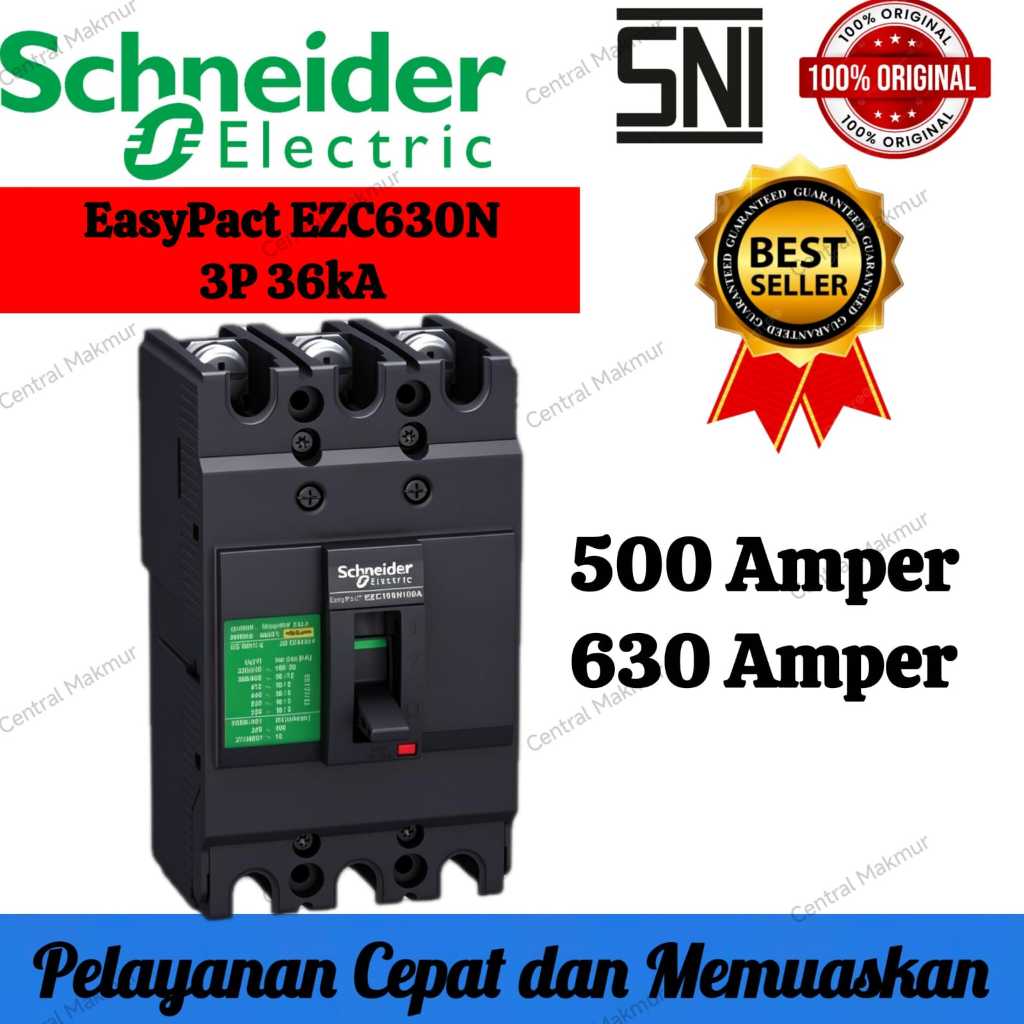 ORIGINAL MCCB Schneider EZC630N 36kA 3P 500A 630A MCCB EZC 630N 3 Phase 3 Pole 500 630 Amper