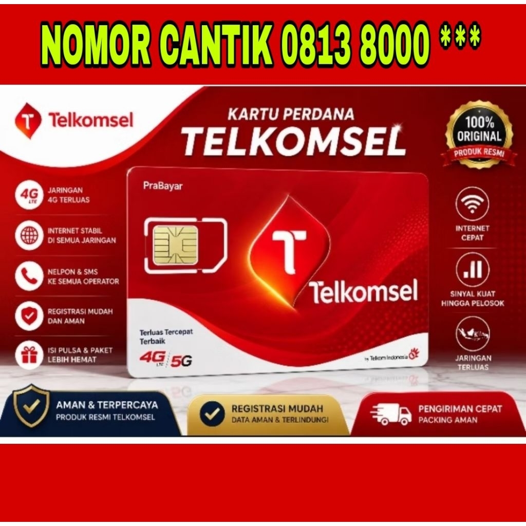 nomor cantik kartu perdana telkomsel simpati 11 digit bonus kuota 3GB support jaring 5G prabayar