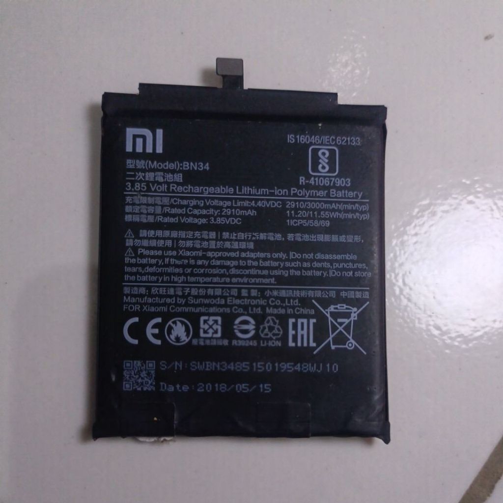 Baterai Redmi 5a ( BN34 ) original copotan