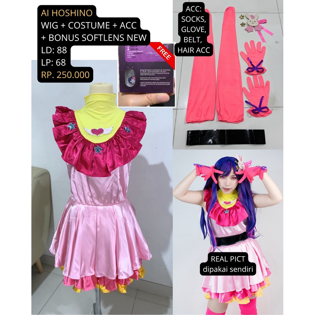 Preloved Ai hoshino cosplay costume FULLSET (wig+costume+bonus softlens new)