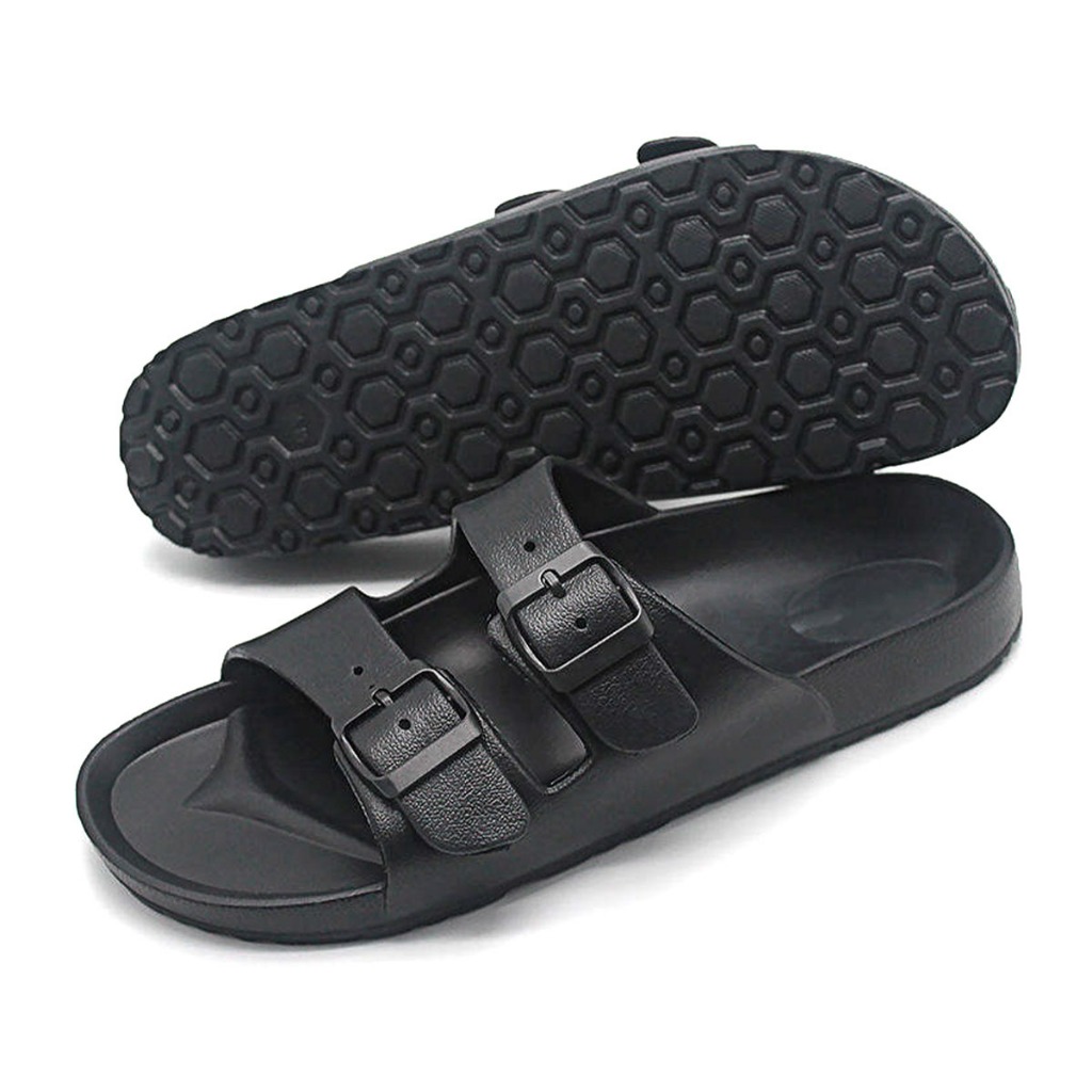 Sandal Flip Flop Pria Anti Licin dengan Upper Busa Tebal - Full Black, Ukuran 40