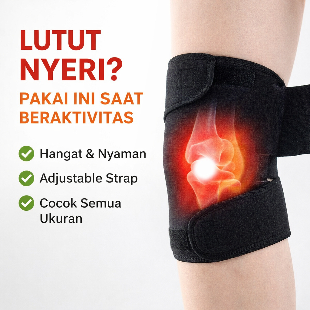 Sabuk Terapi Lutut Magnetik Penghangat Pemanas Dengkul Kaki Deker Kesehatan Pria Wanita