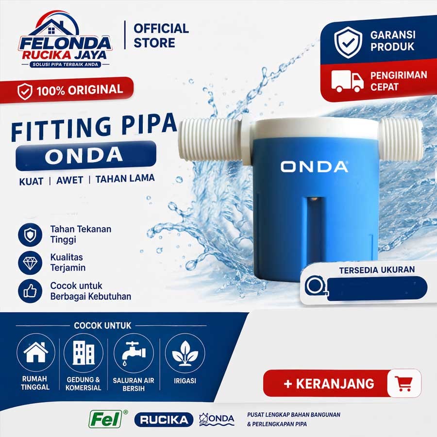 SENSOR AIR OTOMATIS MATI Stop Kran Otomatis Horizontal 1/2 Inch Pelampung Otomatis 1/2" Onda