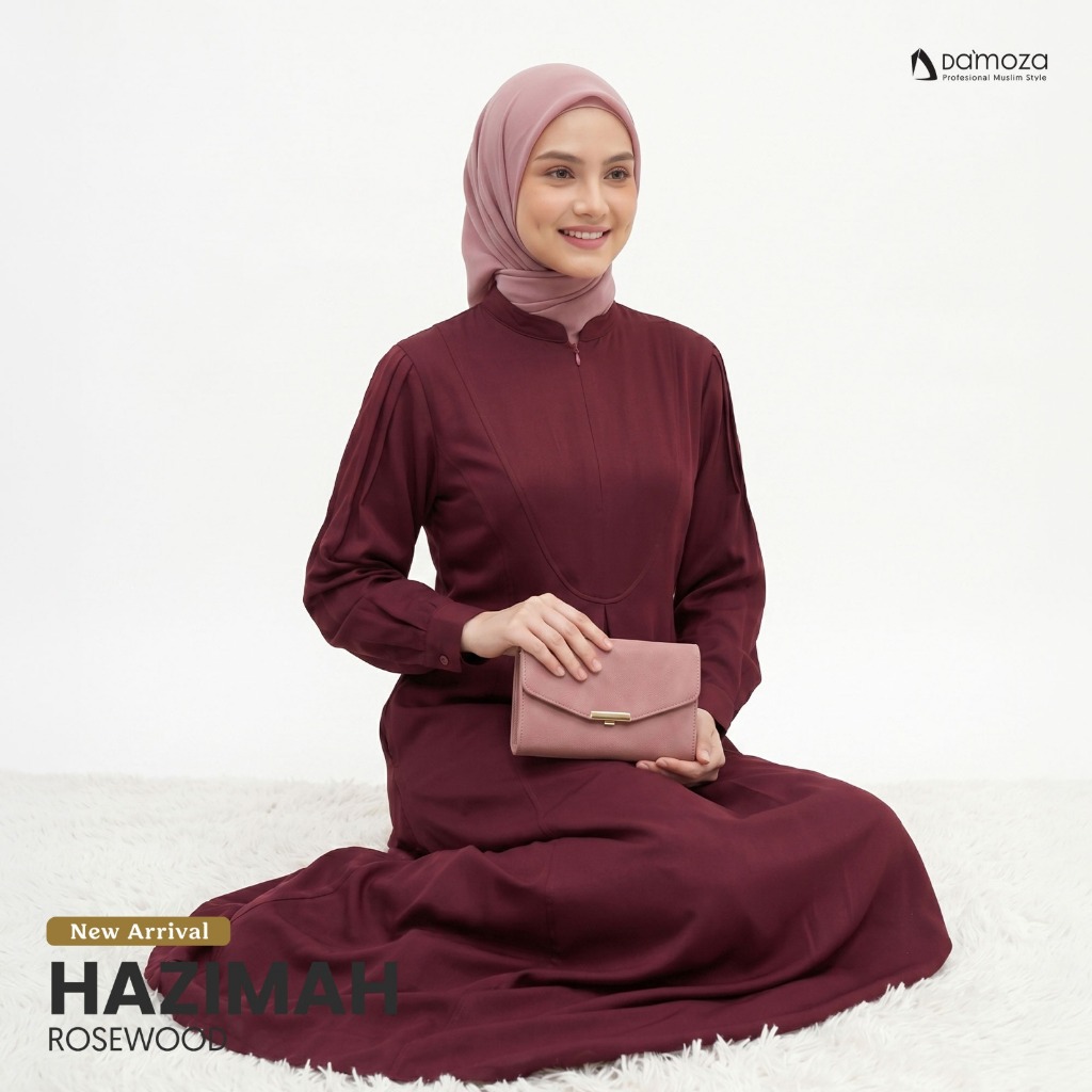 GAMIS DAMOZA Hazimah Rosewood/ Baju Damoza / Dress Muslim - shafeeaofficial