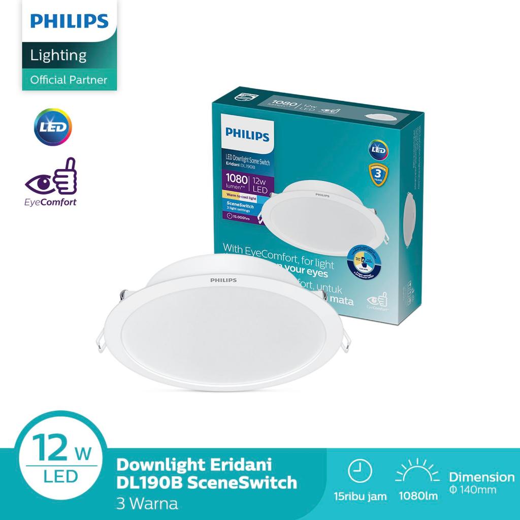 Lampu Philips Eridani LED Downlight Scene Switch 3 Warna