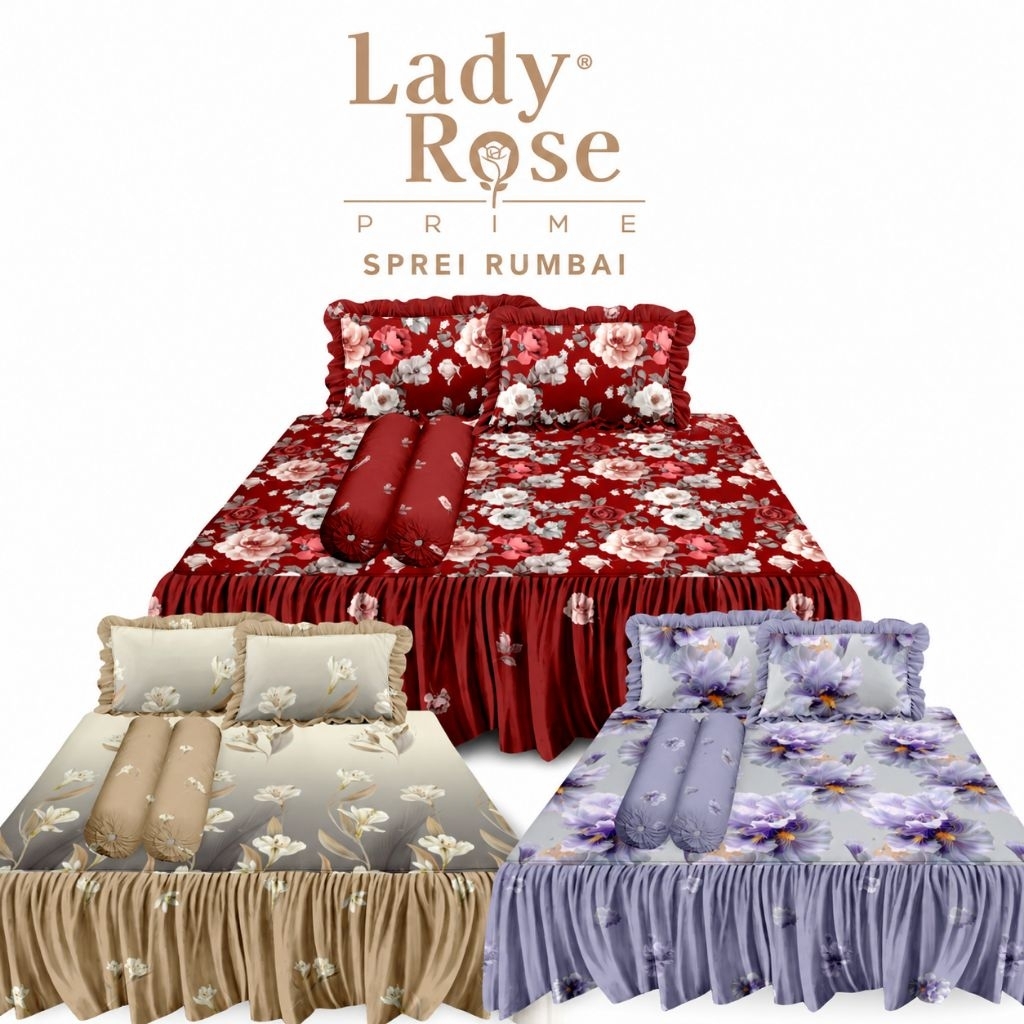 Sprei Lady Rose Rumbai King 180x200 Premium Halus Motif Mewah Elegan