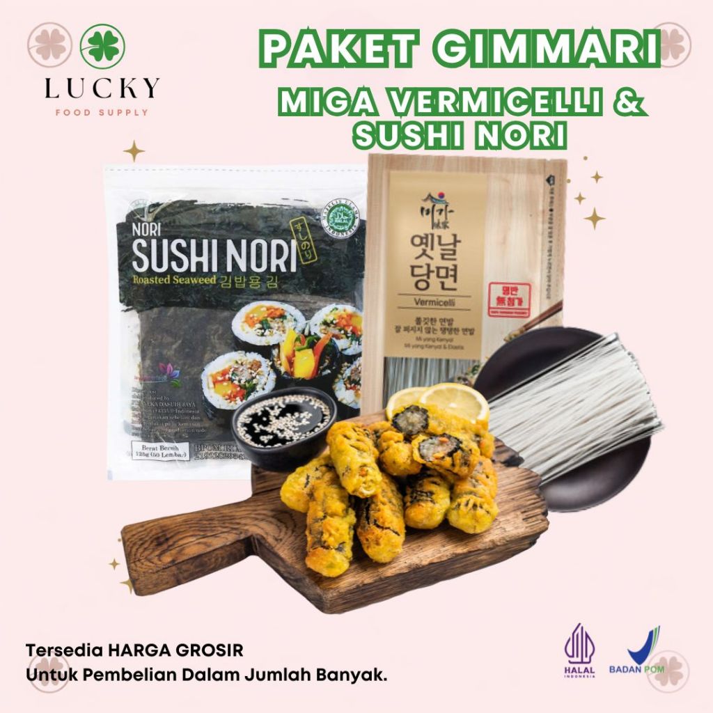 PAKET GIMMARI | MIGA Vermicelli 500gr dan Sushi Nori 5 Sheet | HALAL