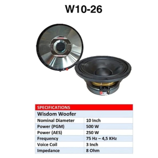 Speaker 10 Inch Wisdom W1026 Component Speaker Wisdom W1026