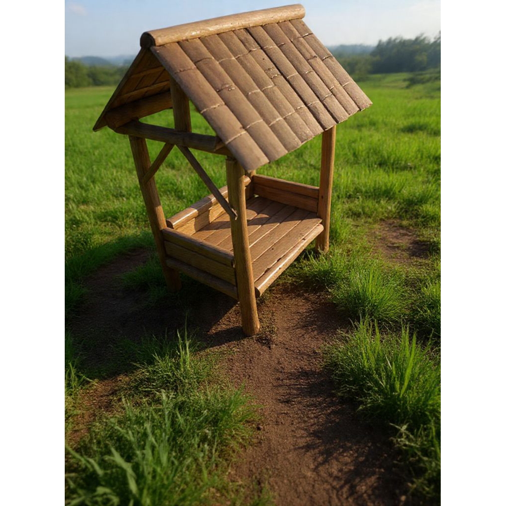pajangan miniatur gubuk/ bambu kulit /bambu bulat