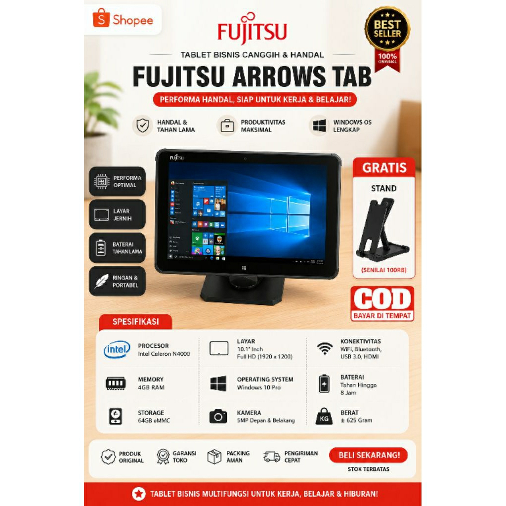 Tablet FUJITSU ARRW Second | Siap Pakai | Normal | Cocok Sekolah & Kerja
