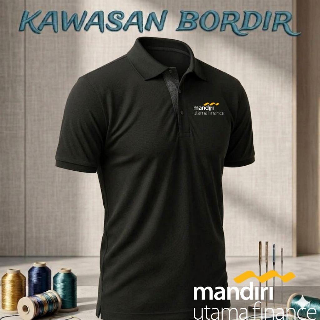 Polo shirt mandiri utama finance kaos mandiri utama finance baju mandiri utama finance full bordir..
