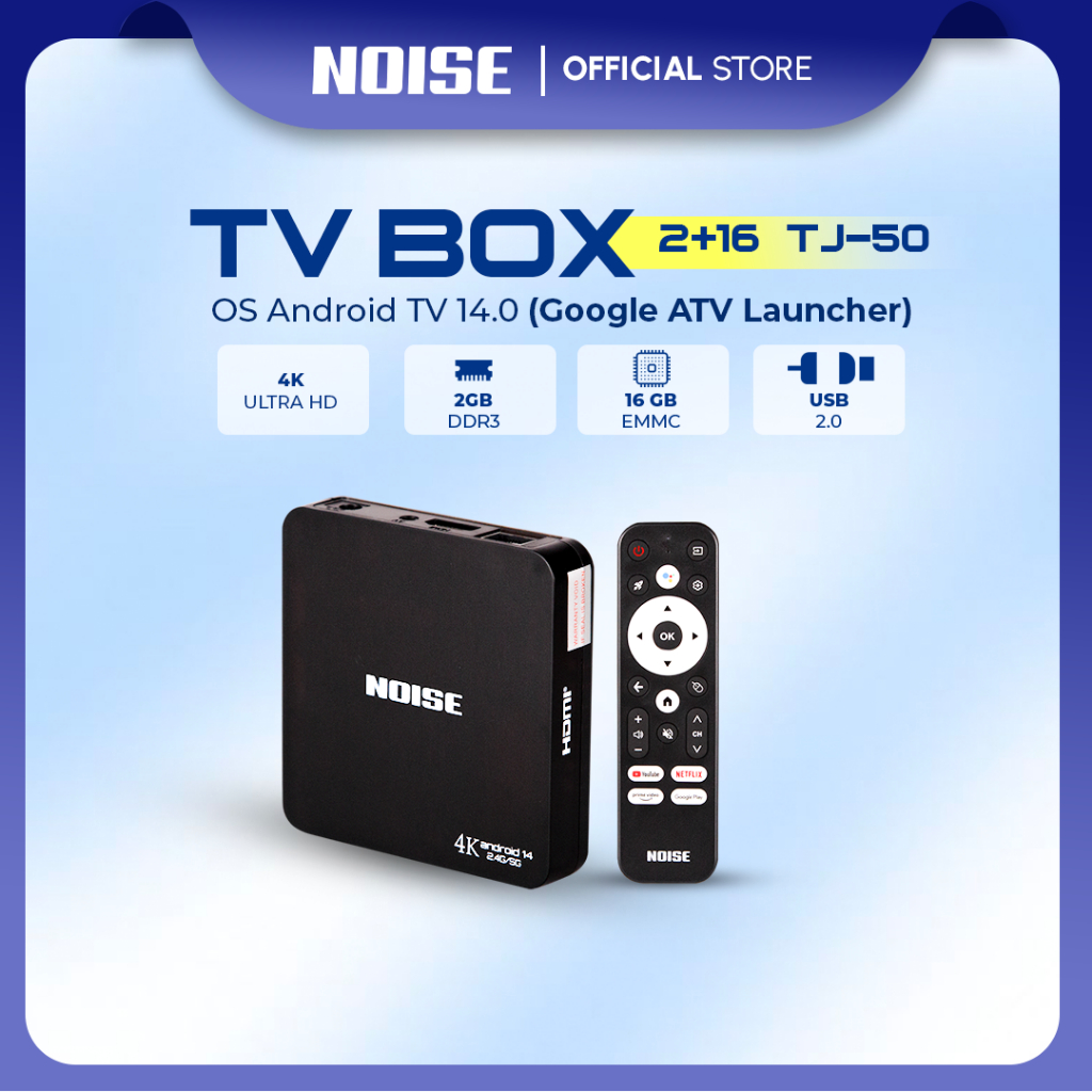 NOISE Android Tv Box Android 14.0 OS WiFi 5G/2.4G Bluetooth Smart Tv Box 4K Ultra HD STB 2/16GB TJ-5