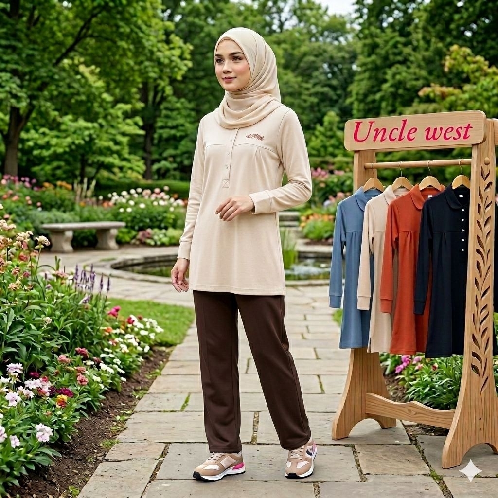 unclewest atasan tunik polos model kerut didada