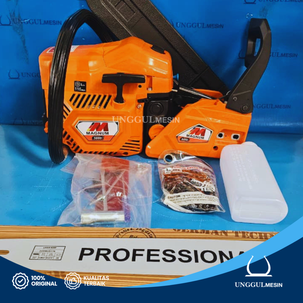 Chainsaw MAGNUM 5800 + Bar 22" Laser 22 Inch / Mesin Potong Kayu ORIGINAL Senso Chain saw