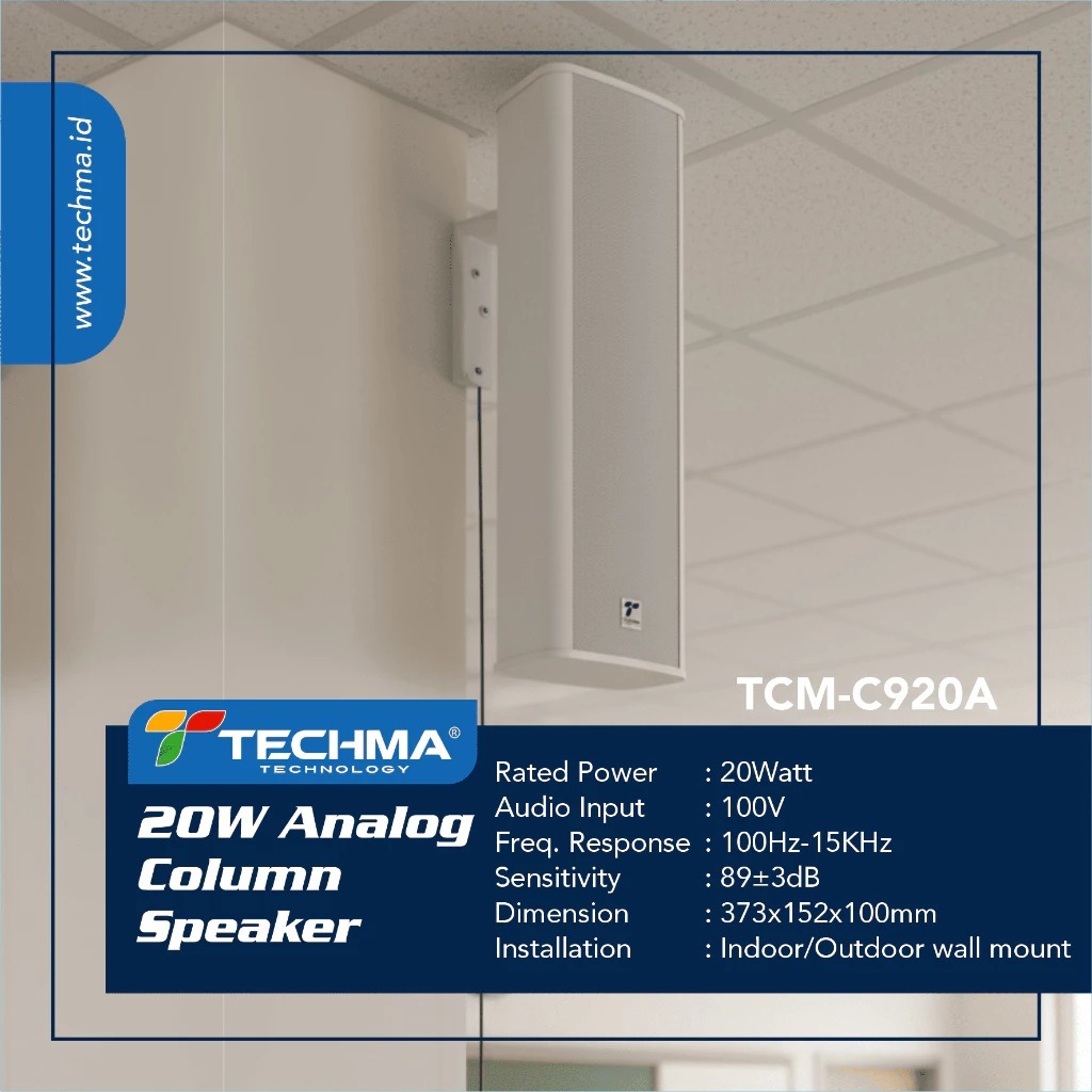 Techma Analog Column Speaker 20Watt Indoor/Outdoor